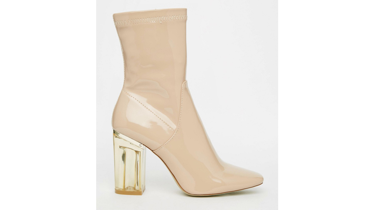 PUBLIC DESIRE, CHLOE BEIGE CLEAR HEEL Sock Boot | Izzy Wears Blog